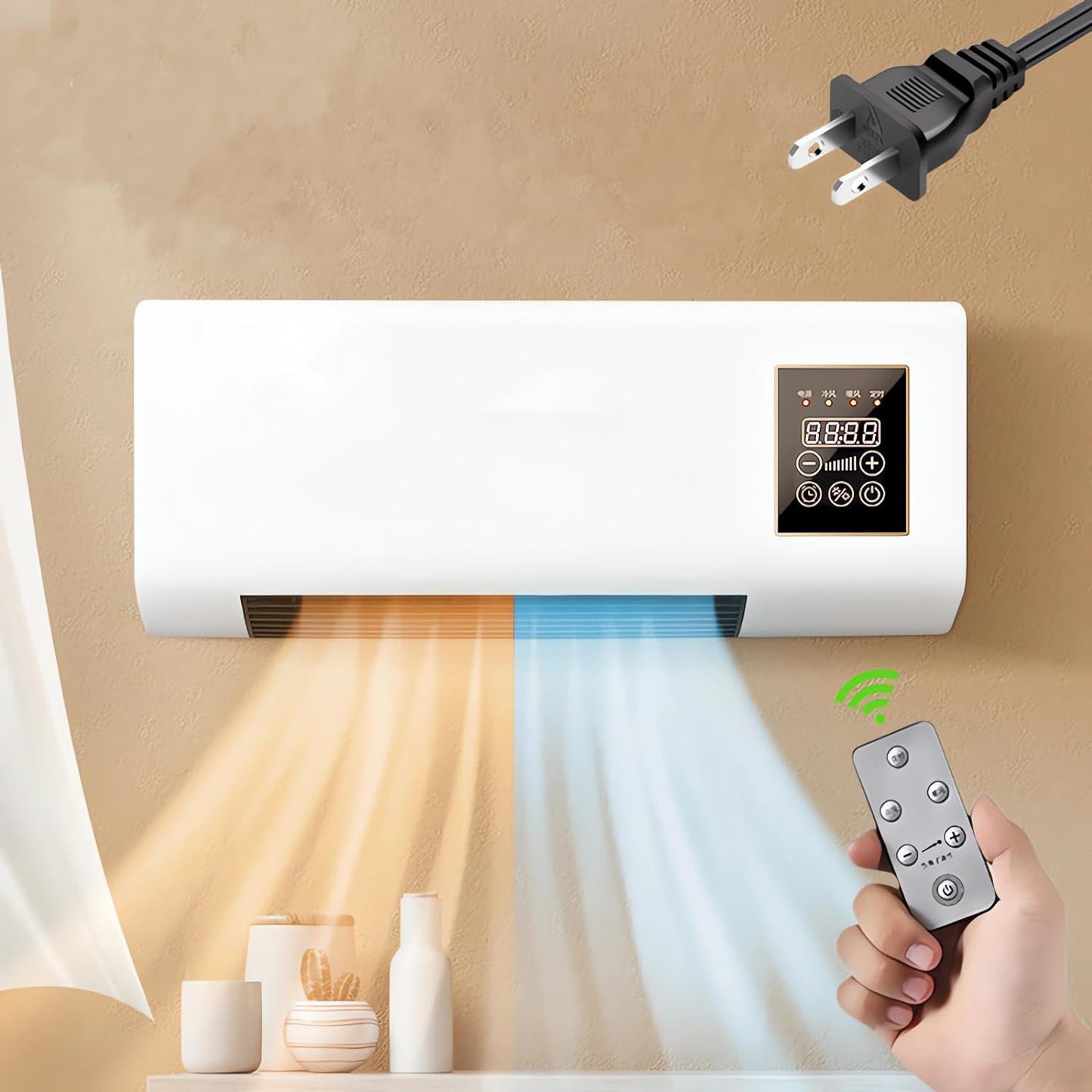 冷暖両用移動式小型エアコン ミニ冷暖房エアコン 1800W 自然風/暖風機能 除湿機能 6時間切タイマー 移動可能 低騷音 操作簡単 工事不要 夏と冬の両用 リモコン付き（ホワイト） [並行輸入品]