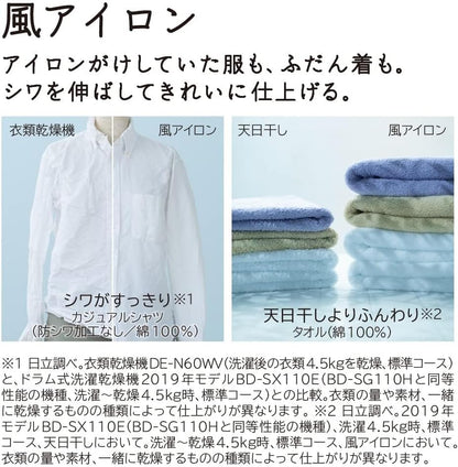 ドラム式洗濯乾燥機 幅60cm 洗濯11kg 乾燥6kg 左開き BD-SG110HL W ホワイト ビッグドラム 日本製