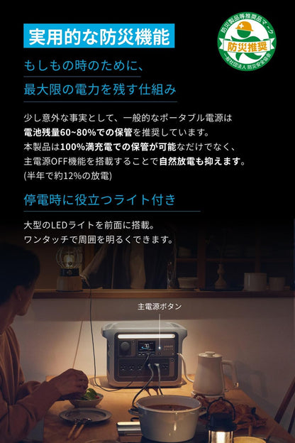 ポータブル チャージング ステーション ポータブル チャージング ステーション 1056Wh 世界最速の急速充電 高出力 AC (定格 1500W / 瞬間最大 2000W / SurgePad 2000W、6 ポート) 長寿命 10 年 コンパクト設計 拡張バッテリー対応